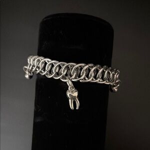 Silver Chain Bracelet with Tooth Charm